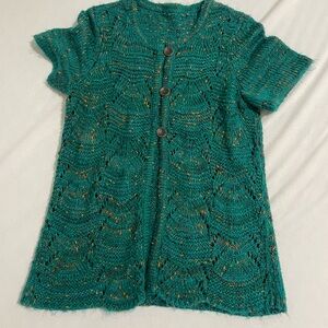 Teal Knit Button-Up Cardigan